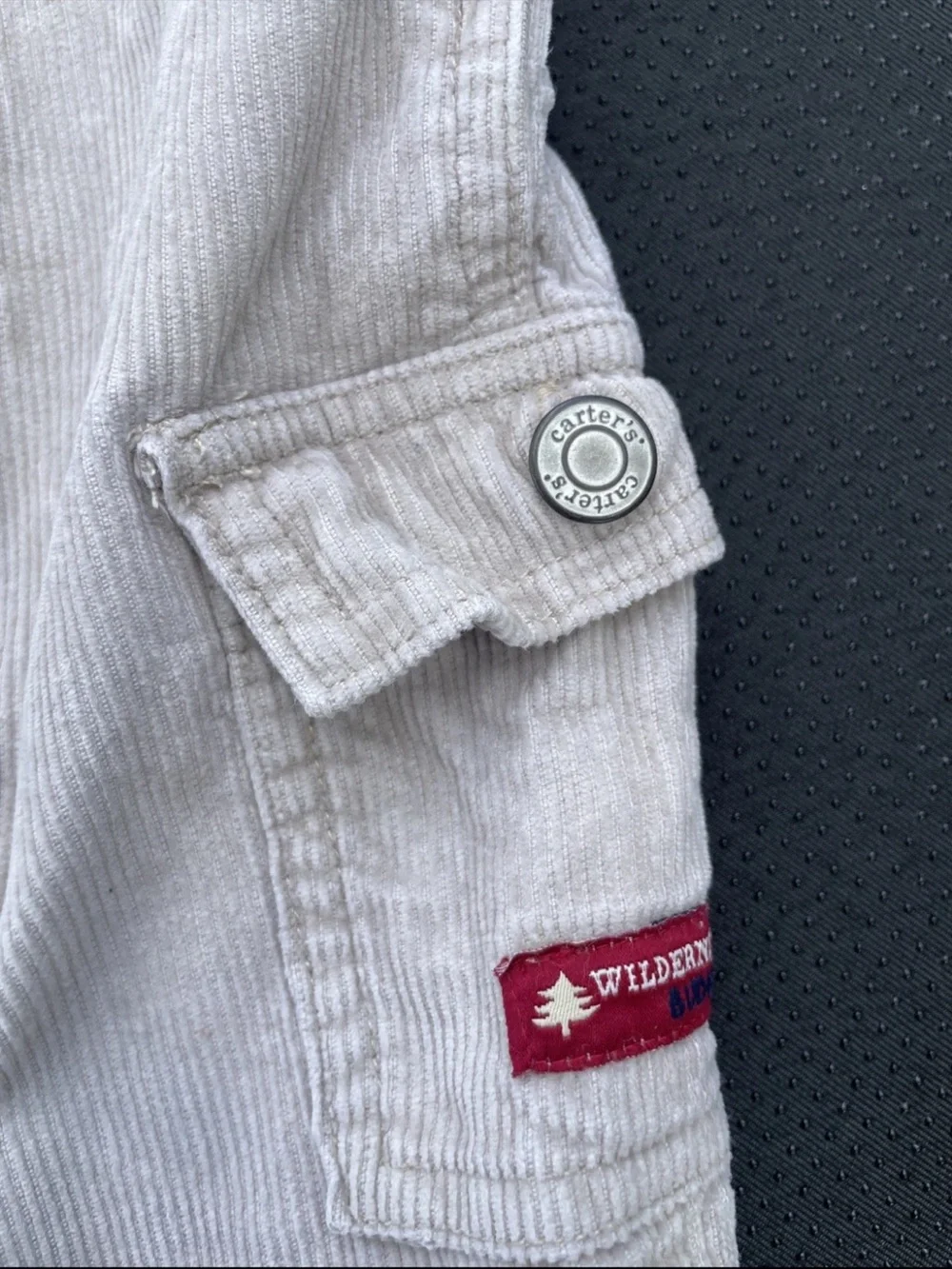 Carter's Light Beige Corduroy Baby Overalls with Bear Patch